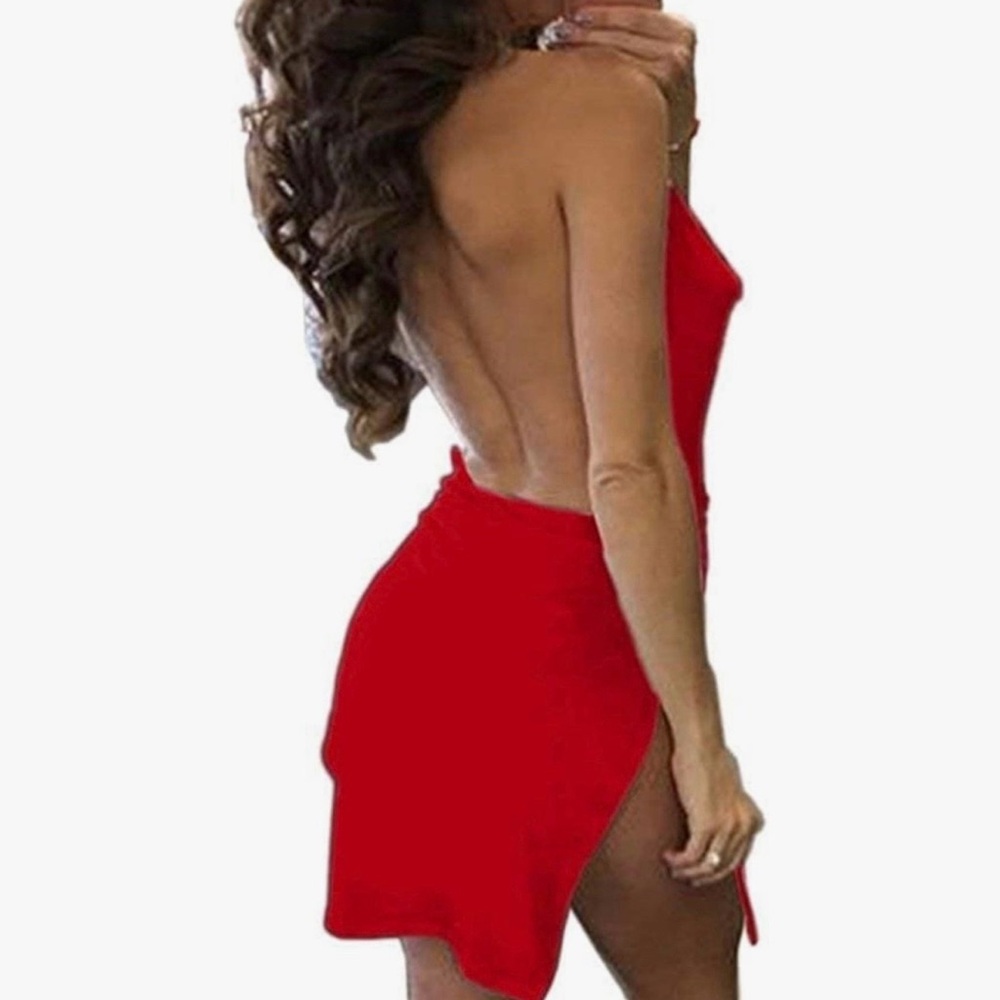 Elegant Red Backless Dress